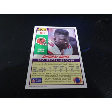1990 Score Football Card # 167 Aundray Bruce Excellent-Mint (6) Atlanta Falcons