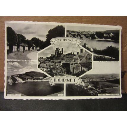 multiview, PICTURESQUE DORSET county used postcard 1964 pm #