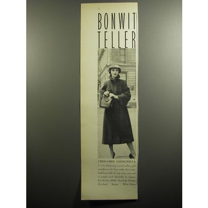 1951 Bonwit Teller Coat Ad - Chin-Chin Chincilla