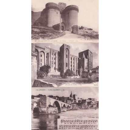 Avignon Aur Le Pont French Music Musical Notes 3x Postcard s