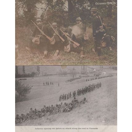 Infantry Opening Out Before An Attack Guerre 1914 2x French Military Postcard