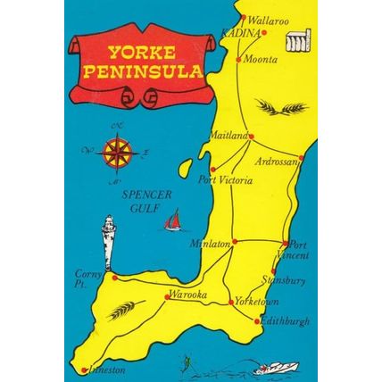 The Yorke Peninsula MAP Australian Rare Australia Postcard