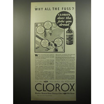 1932 Clorox Bleach Ad - Why all the fuss?