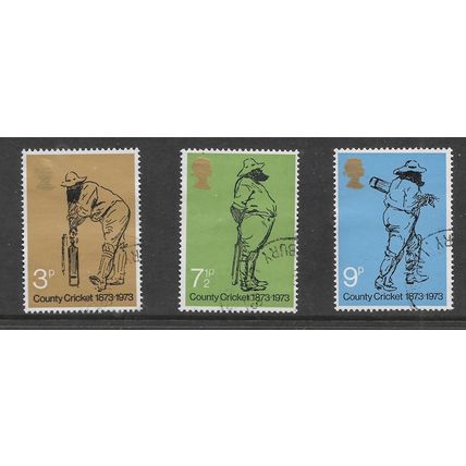 GREAT BRITAIN 1973 CRICKET SG 928 / 930 3 VALS FINE USED #6