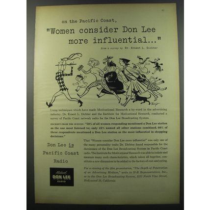 1955 Don Lee Radio Ad - On the Pacific Coast, Women consider more influential