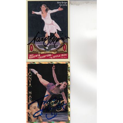 NANCY KERRIGAN & TONYA HARDING AUTO 2011/94 OLYMPIC FIGURE SKATING MEDAL CHAMPS