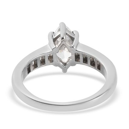 Marquise Solitaire Ring Made With Swarovski Zirconia Sz R½ Platinum 925 Silver