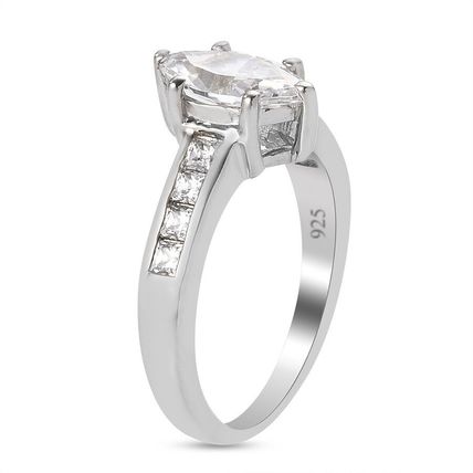 Marquise Solitaire Ring Made With Swarovski Zirconia Sz R½ Platinum 925 Silver