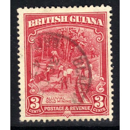 British Guiana 1934 - 51 KGV 3ct Gold Mining used SG 290 ( L683 )