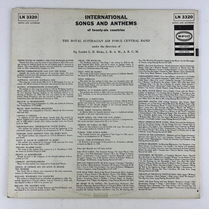 RAAF Central Band - International Anthems And Songs Vinyl LP Record Album LN3320