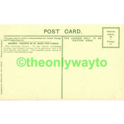 Oxford, Church of St Mary the Virgin, University Church, Oxon, Postcard, 1900s?