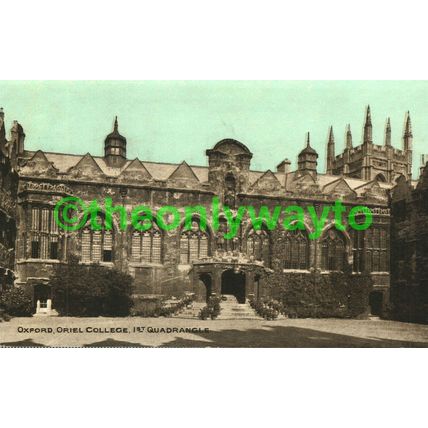 Oxford, Oriel College, 1st Quadrangle, Oxon, Frank Smith Postcard, 1900s?