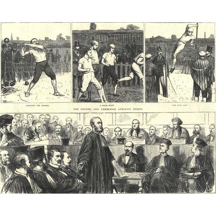 GREAT LIBEL CASE IN PARIS - ATHLETIC SPORTS 1872 VICTORIAN ENGRAVINGS