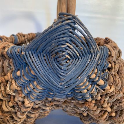Vintage Basket Buttocks Egg Gathering Hand Woven Primitive Farmhouse Gods Eye