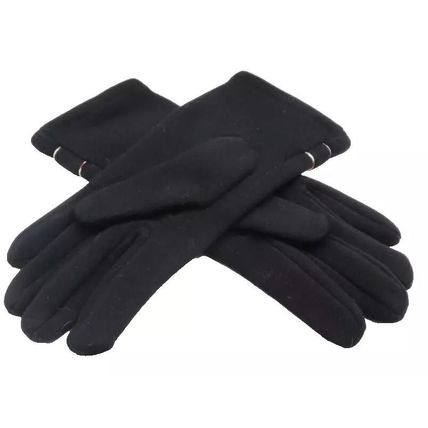 Ladies Gloves Black with Button 23.5 CM Clothing Accessory Warm Hands