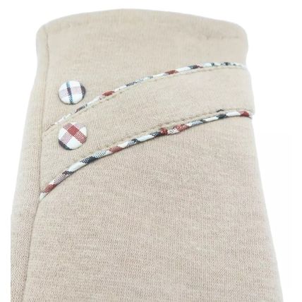 Ladies Gloves Cream with Button Detail 23.5 CM Clothing Accessory Warm Hands