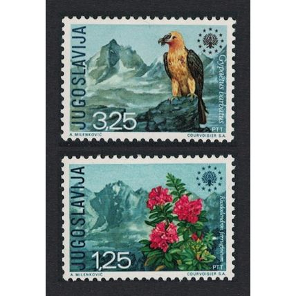 Yugoslavia Lammergeier Bird Alpenrose Nature Conservation 2v 1970 MNH