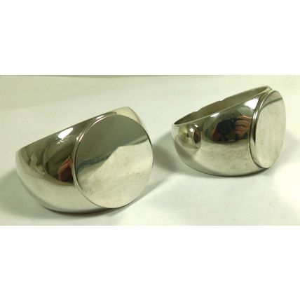 Pair Sampson Mordan & Co Solid Sterling Silver Serviette Napkin Signet Rings