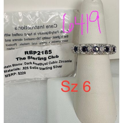NIB Bomb Party Sz6 BP Ring RBP2185 Sterling Dark Amethyst CZ 925 Solid St Silver