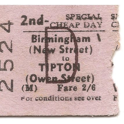 B.T.C. Edmondson Ticket - Birmingham New Street to Tipton Owen Street