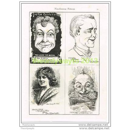 4 'HAPPY' SKETCHES, Book Illustration c1895