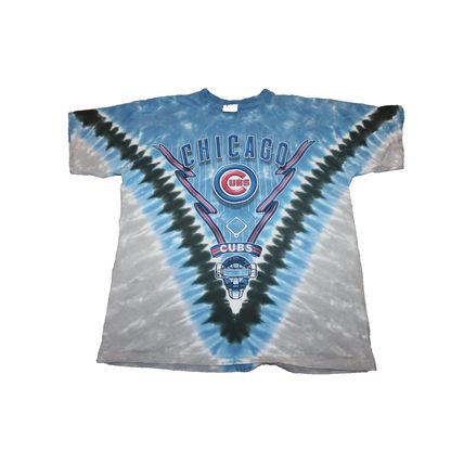 VTG All Over Print T-shirt Chicago Cubs Wrap Around Size L Tie Dye Lee Sport
