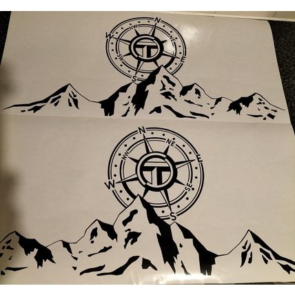 2 x Talbot Express T Logo Decal, Sticker over a Mountain, Large 21in x 10in