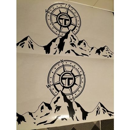 2 x Talbot Express T Logo Decal, Sticker over a Mountain, Large 21in x 10in