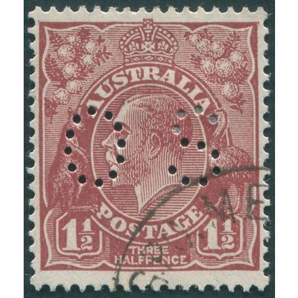 Australia 1926 KGV 1½d red-brown Official perfin SGO102 CTO