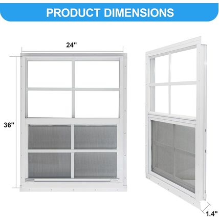 Neatiease 2 Pack Shed Window, 24" X 36" Flush Mount Window with Tempered Glass a
