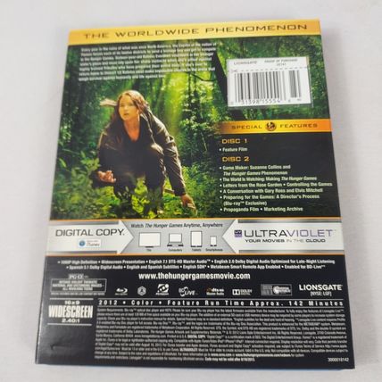 The Hunger Games - 2012 - 2 Disc Blu/ray DVD - Rated PG/13 - Used- W/Slipcover