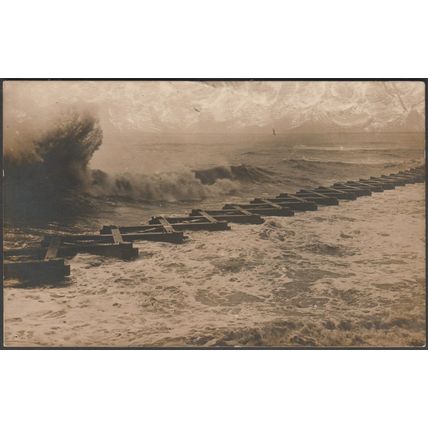 Floating Wooden Breakwater, c.1920s - RP Postcard