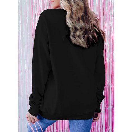 Black Merry Every Thing Glitter Slogan Sweatshirt