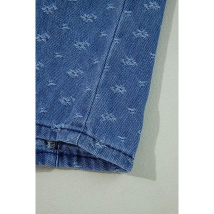 Ashleigh Blue Textured Open Back Loose Fit Denim Dress