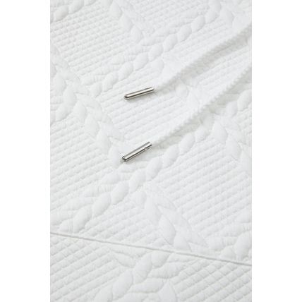 White Cable Lattice Texture Kangaroo Pocket Hoodie
