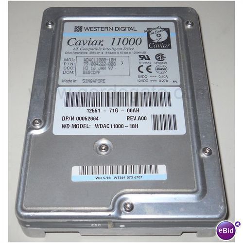 Western Digital 1GB IDE PATA Internal Hard Disk Drive Caviar 11000 WDAC11000-18H