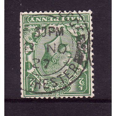 GREAT BRITAIN 1924 SG 418i 1/2d GREEN WMK INVERTED FINE USED