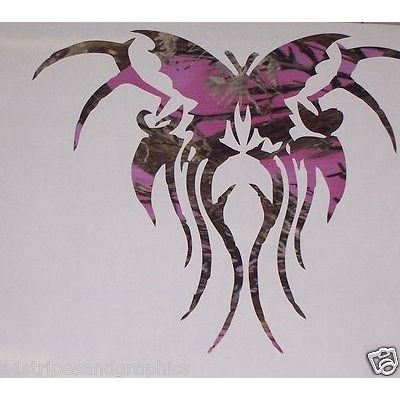Real Tree PINK CAMO Tribal Butterfly Car Truck Window Decal Decals Sticker