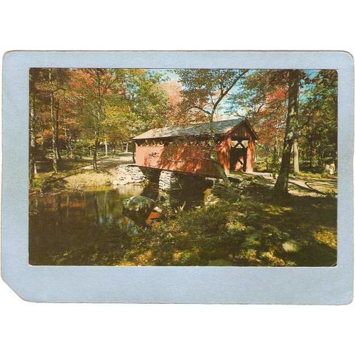 CT East Haddam Covered Bridge Postcard New Bridge Devil's Hopyard State Pa~25