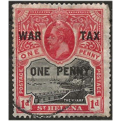 St Helena 1916 SG87 1d + 1d Black & Scarlet WAR TAX Fine Used . ..