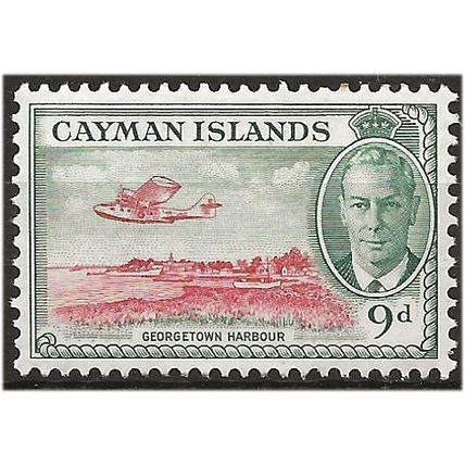 Cayman Islands 1950 SG143 9d Scarlet & Grey-Green Mounted Mint . .. .