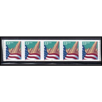 3281c 33c U.S. Flag Over City Very Fine MNH PNC 5555/5 KA9325