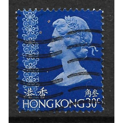 HONG KONG 1973 QEII 30c BLUE SG 315 FINE USED#
