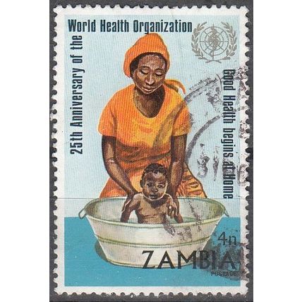 Zambia 1973 Michel 111 O Cote (2002) 35.00 Euro 25 Ans OMS Maman lave son bébé