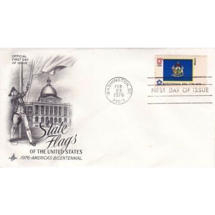 Maine United States 1976 State Flags FDC Washington DC cancel Unaddressed VGC