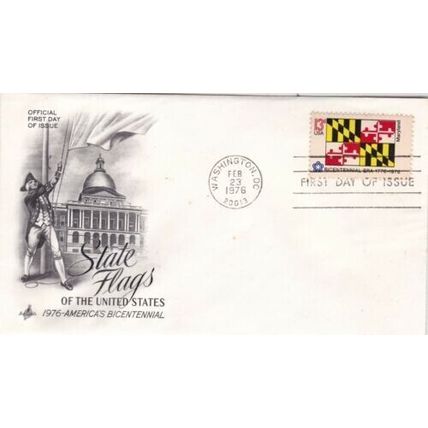 Maryland United States 1976 State Flags FDC Washington DC cancel Unaddressed VGC