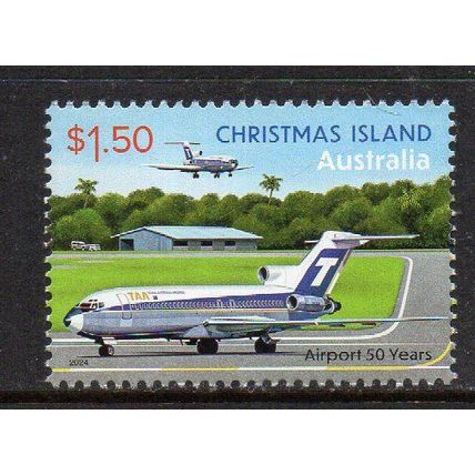 CHRISTMAS ISLAND: 2024 AIRPORT 50 YEARS, TRANS AUSTRALIAN AIRLINES, MINT STAMP
