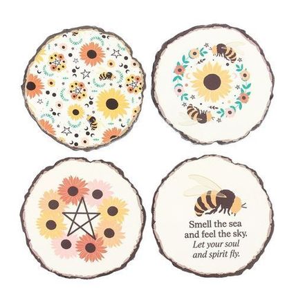 Coaster Set, Summer Solstice Design Wood Slice