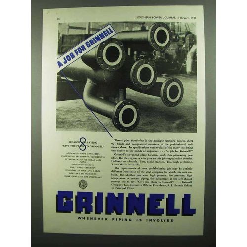 1937 Grinnell Piping Ad - A Job for Grinnell