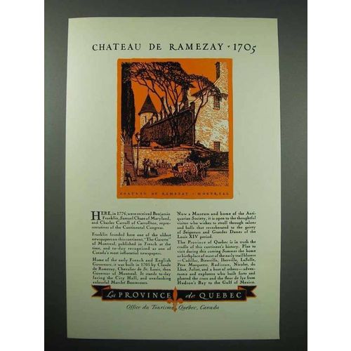 1937 Quebec Canada Tourism Ad - Chateau de Ramezay
